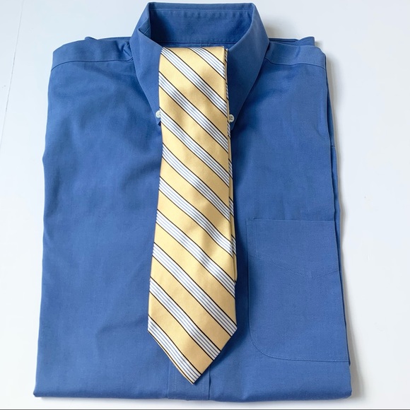 Men’s Yellow Blue Striped Nautical Tie - Picture 7 of 8